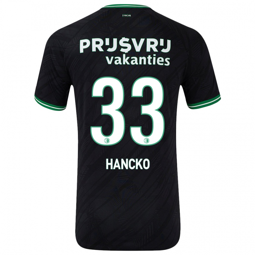 Kinderen David Hancko #33 Zwart Groen Uitshirt Uittenue 2024/25 T-Shirt België