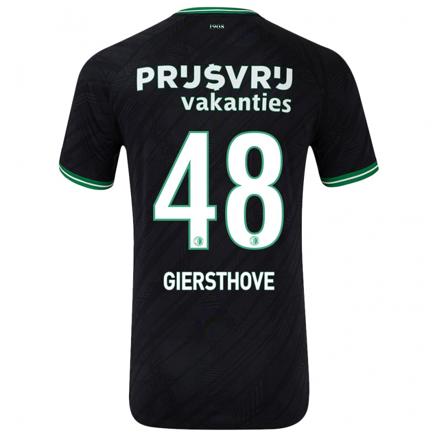 Kinderen Djomar Giersthove #48 Zwart Groen Uitshirt Uittenue 2024/25 T-Shirt België