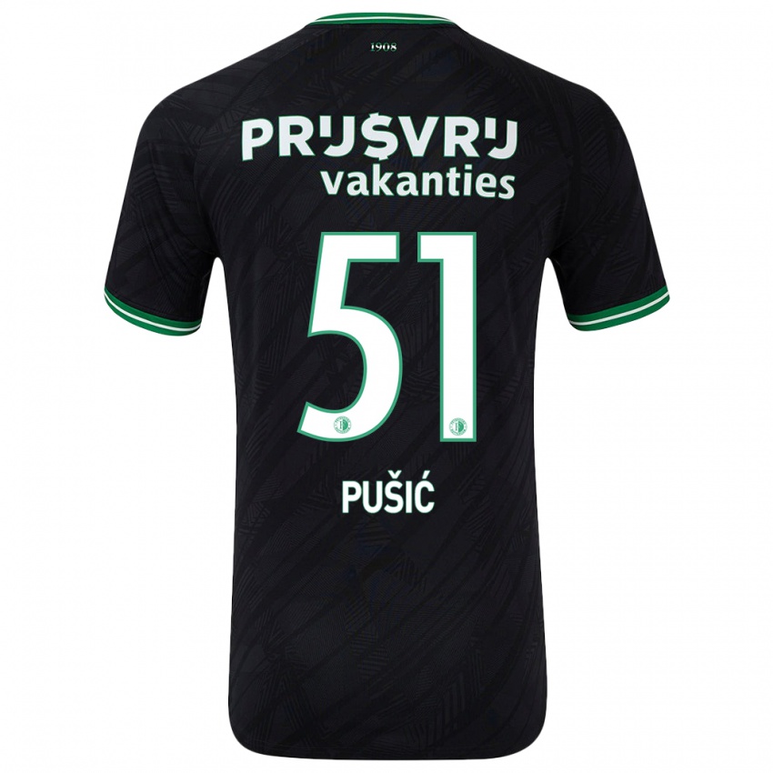 Kinderen Noah Pušić #51 Zwart Groen Uitshirt Uittenue 2024/25 T-Shirt België