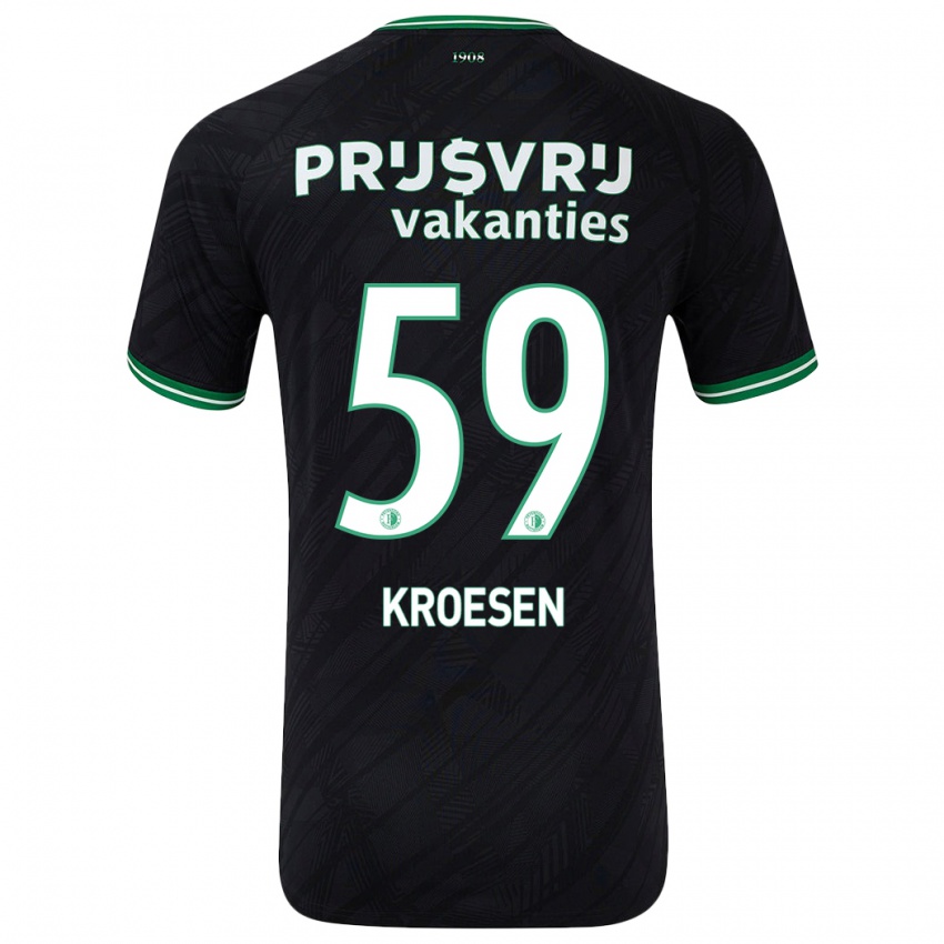 Kinderen Jaimy Kroesen #59 Zwart Groen Uitshirt Uittenue 2024/25 T-Shirt België