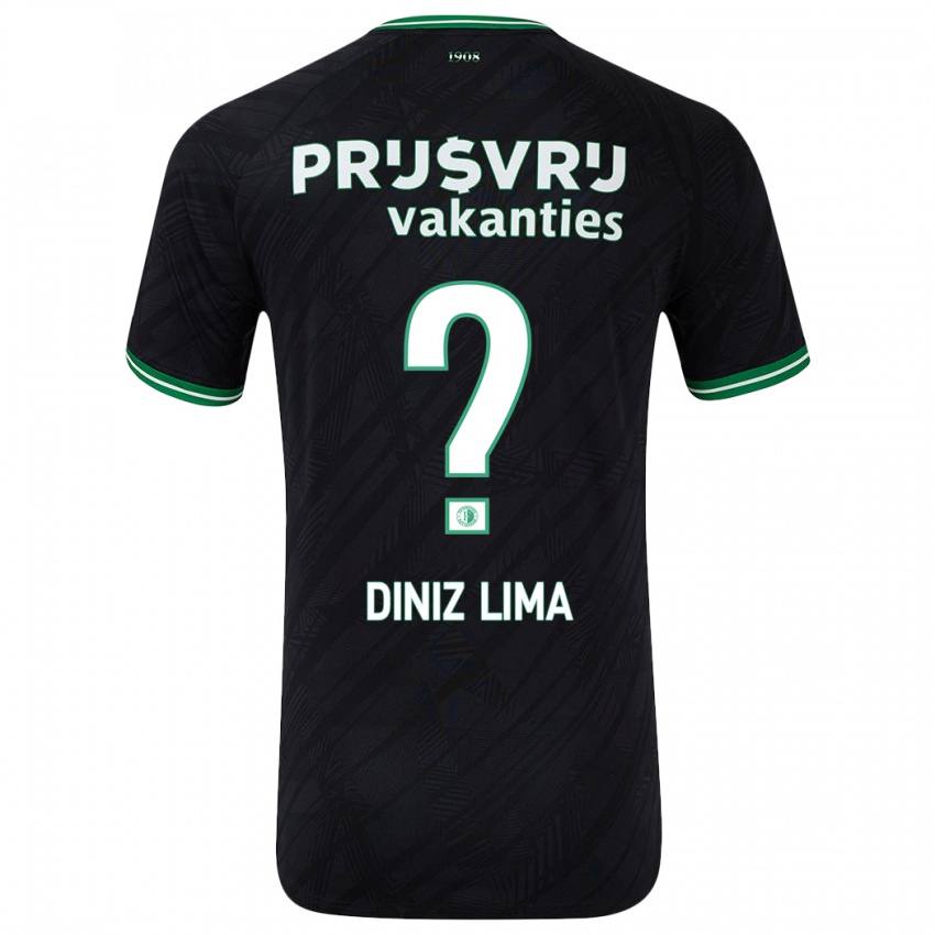 Kinderen Lucas Diniz Lima #0 Zwart Groen Uitshirt Uittenue 2024/25 T-Shirt België