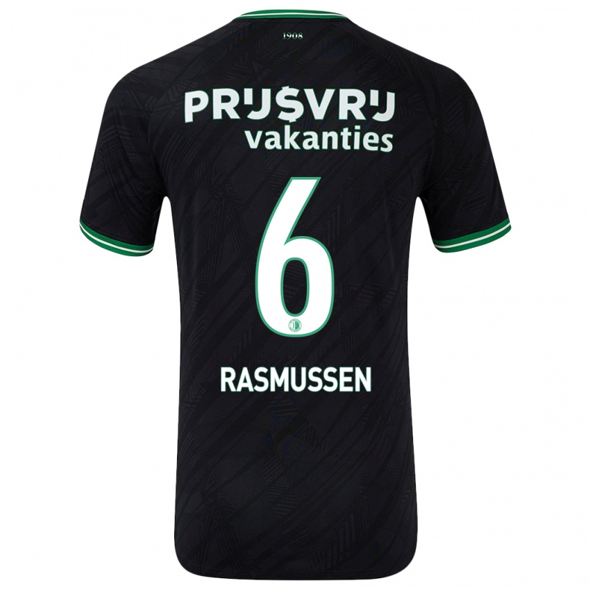 Kinderen Jacob Rasmussen #6 Zwart Groen Uitshirt Uittenue 2024/25 T-Shirt België