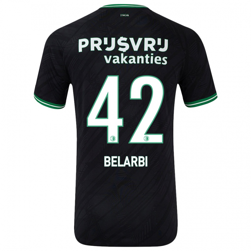 Kinderen Abdel Belarbi #42 Zwart Groen Uitshirt Uittenue 2024/25 T-Shirt België