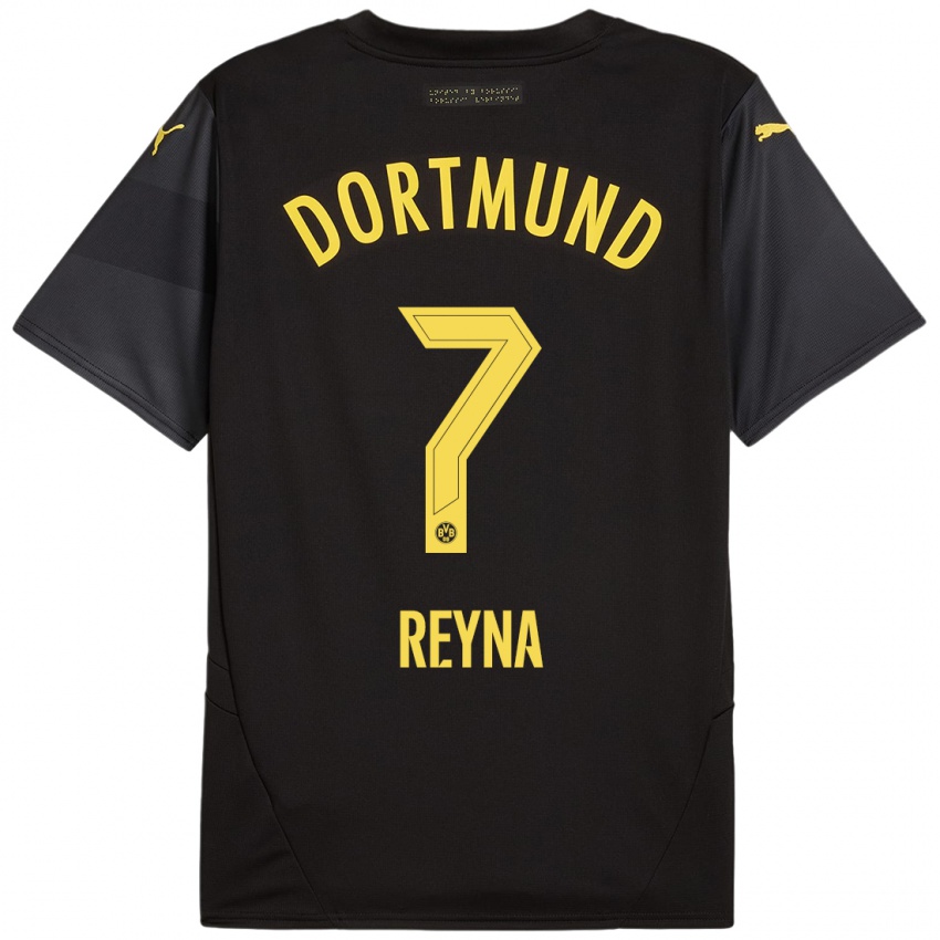 Enfant Maillot Giovanni Reyna #7 Noir Jaune Tenues Extérieur 2024/25 T-Shirt Belgique