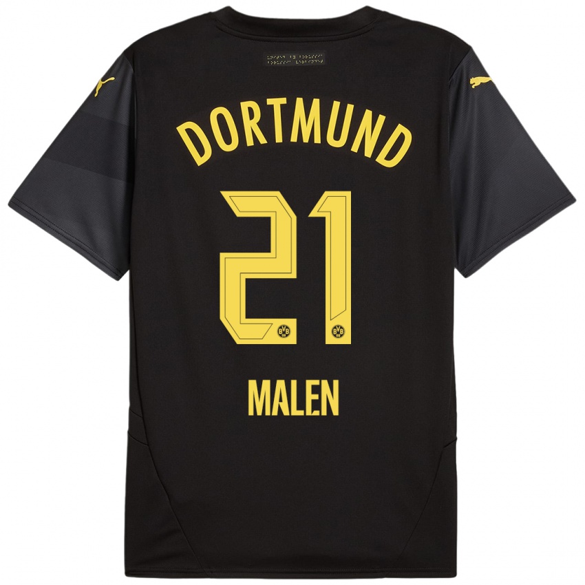 Enfant Maillot Donyell Malen #21 Noir Jaune Tenues Extérieur 2024/25 T-Shirt Belgique