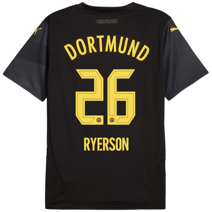 Kinderen Julian Ryerson #26 Zwart Geel Uitshirt Uittenue 2024/25 T-Shirt België