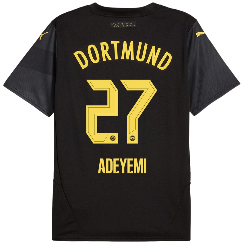 Kinderen Karim Adeyemi #27 Zwart Geel Uitshirt Uittenue 2024/25 T-Shirt België