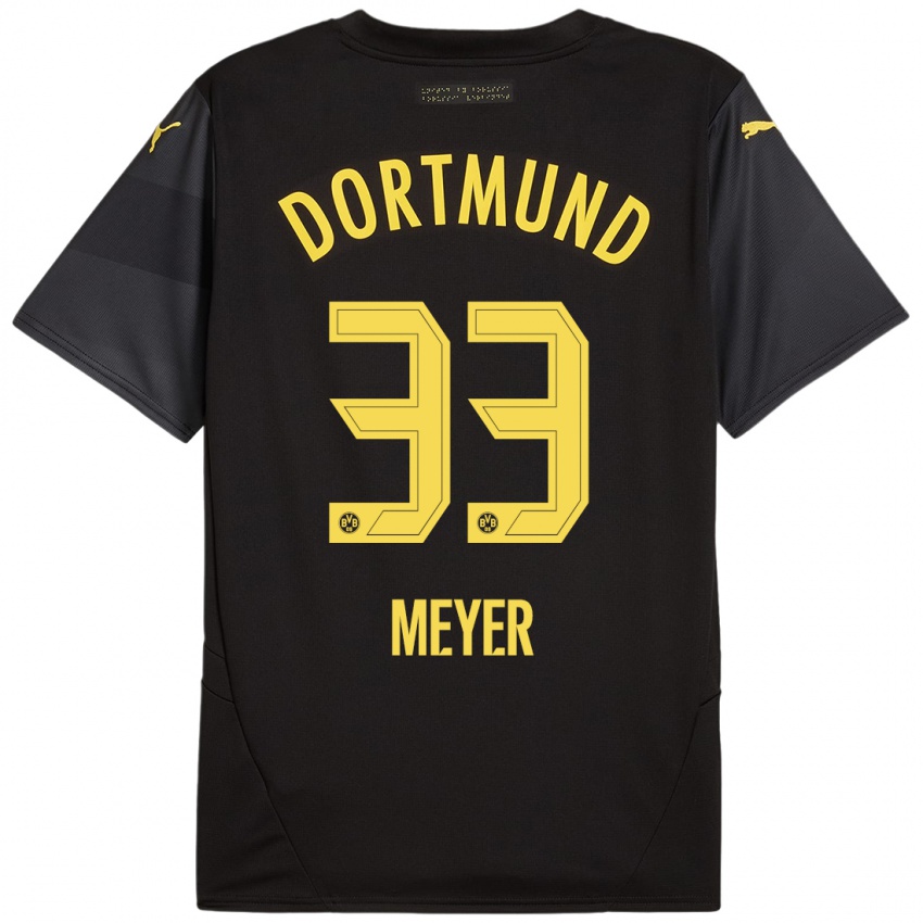 Enfant Maillot Alexander Meyer #33 Noir Jaune Tenues Extérieur 2024/25 T-Shirt Belgique