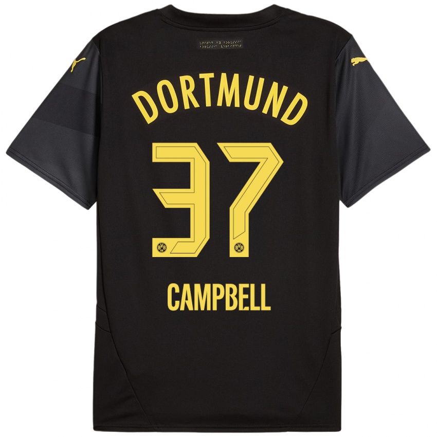 Enfant Maillot Cole Campbell #37 Noir Jaune Tenues Extérieur 2024/25 T-Shirt Belgique