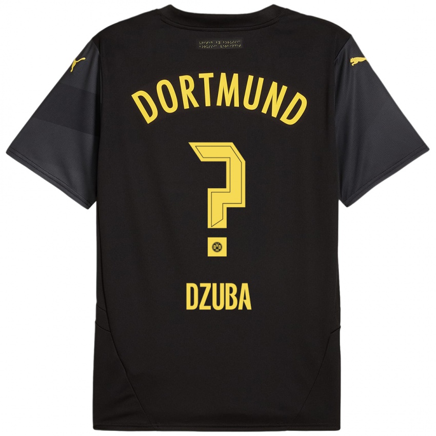 Enfant Maillot Fabian Dzuba #0 Noir Jaune Tenues Extérieur 2024/25 T-Shirt Belgique