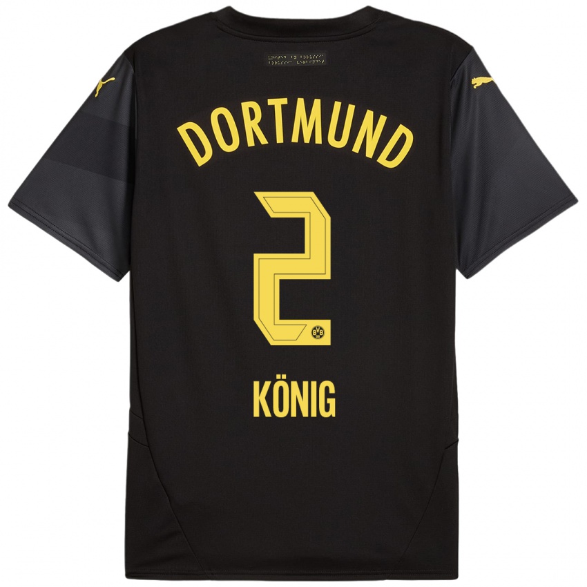 Enfant Maillot Niklas König #2 Noir Jaune Tenues Extérieur 2024/25 T-Shirt Belgique