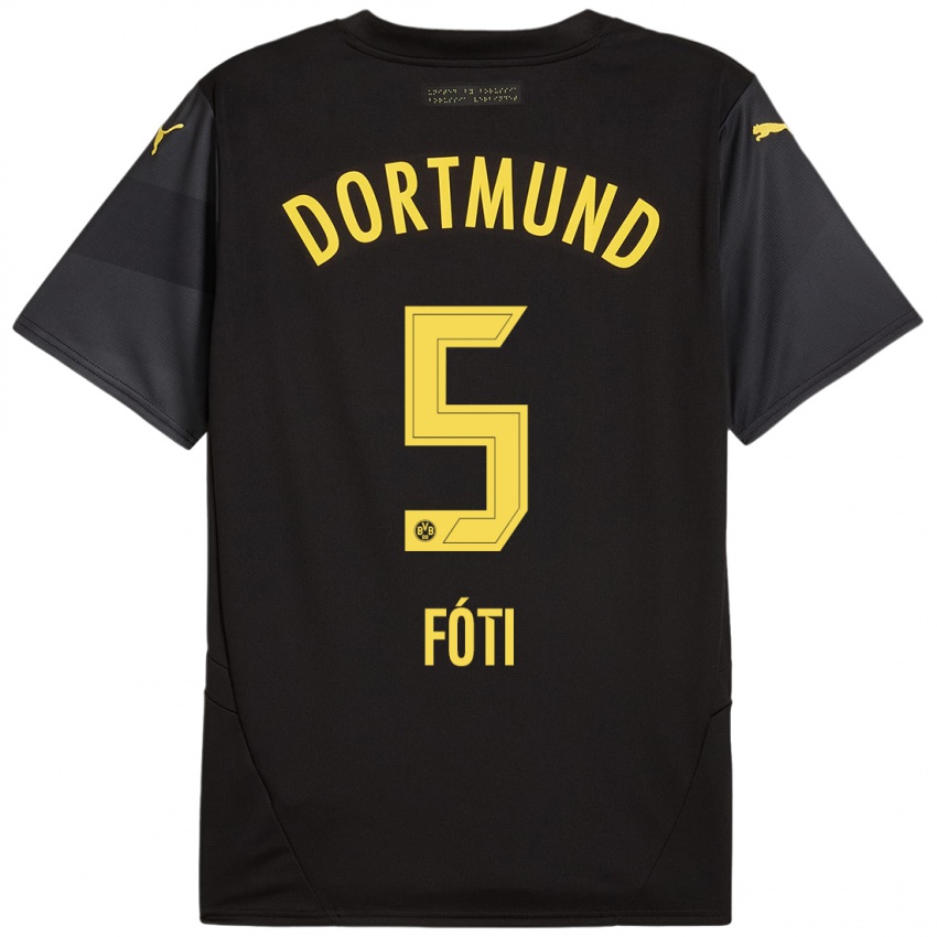 Enfant Maillot António Fóti #5 Noir Jaune Tenues Extérieur 2024/25 T-Shirt Belgique