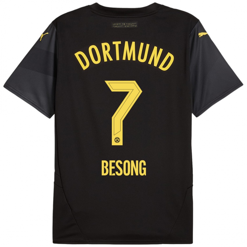 Enfant Maillot Paul-Philipp Besong #7 Noir Jaune Tenues Extérieur 2024/25 T-Shirt Belgique