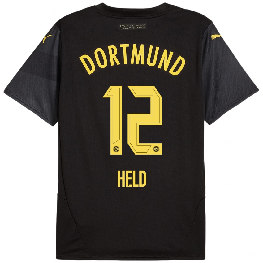 Enfant Maillot Aaron Held #12 Noir Jaune Tenues Extérieur 2024/25 T-Shirt Belgique