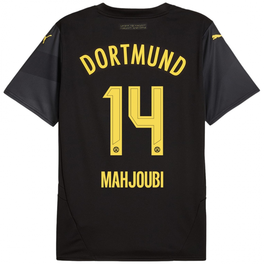 Enfant Maillot Anas Mahjoubi #14 Noir Jaune Tenues Extérieur 2024/25 T-Shirt Belgique