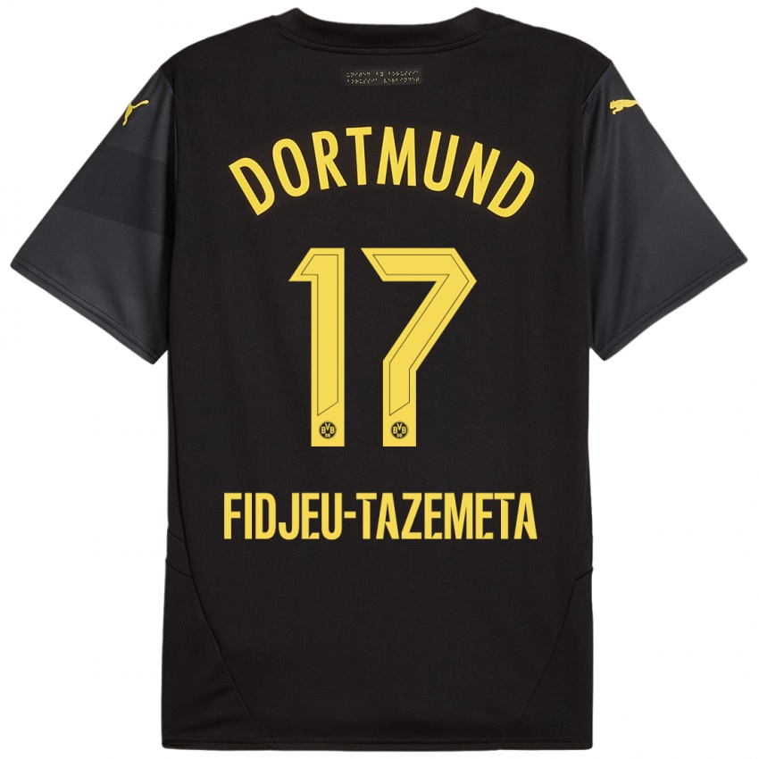 Enfant Maillot Thierry Fidjeu-Tazemeta #17 Noir Jaune Tenues Extérieur 2024/25 T-Shirt Belgique