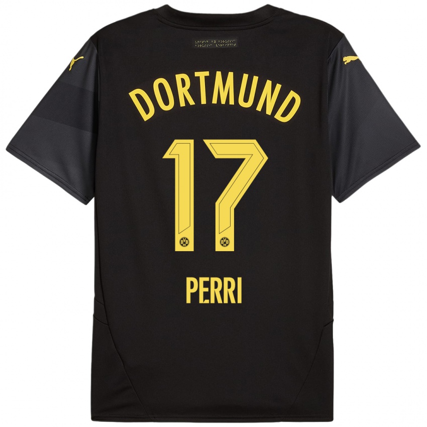 Enfant Maillot Luca Perri #17 Noir Jaune Tenues Extérieur 2024/25 T-Shirt Belgique