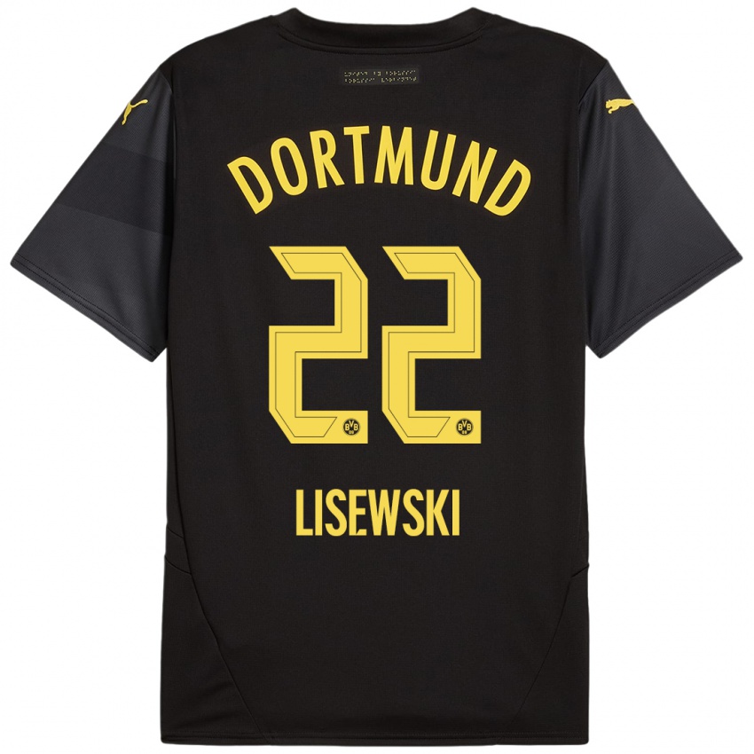 Enfant Maillot Robin Lisewski #22 Noir Jaune Tenues Extérieur 2024/25 T-Shirt Belgique