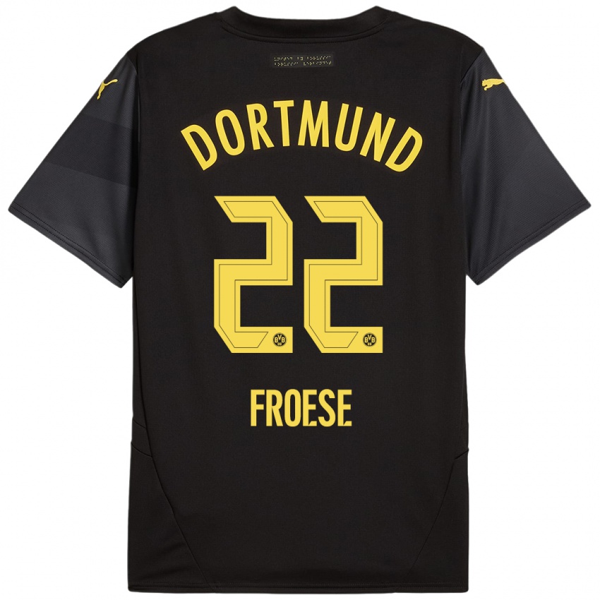 Enfant Maillot Julien Froese #22 Noir Jaune Tenues Extérieur 2024/25 T-Shirt Belgique