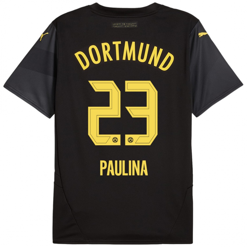 Enfant Maillot Jordi Paulina #23 Noir Jaune Tenues Extérieur 2024/25 T-Shirt Belgique