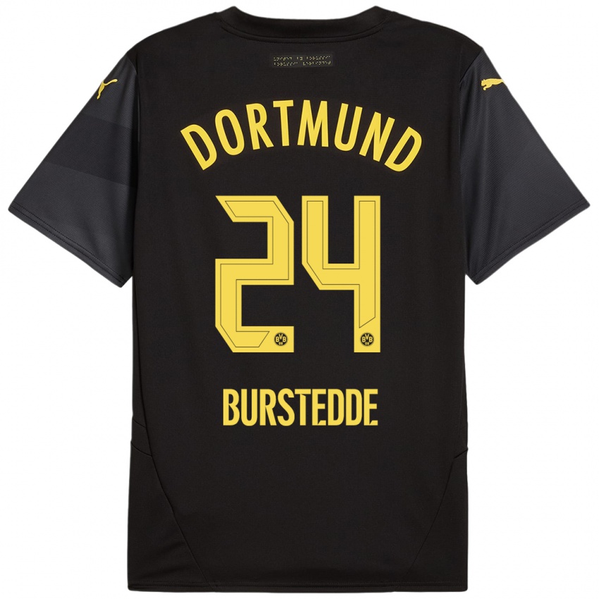 Enfant Maillot Joshua Burstedde #24 Noir Jaune Tenues Extérieur 2024/25 T-Shirt Belgique