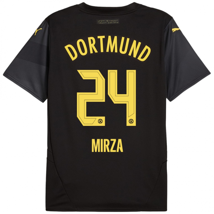 Enfant Maillot Marwan-Omir Mirza #24 Noir Jaune Tenues Extérieur 2024/25 T-Shirt Belgique