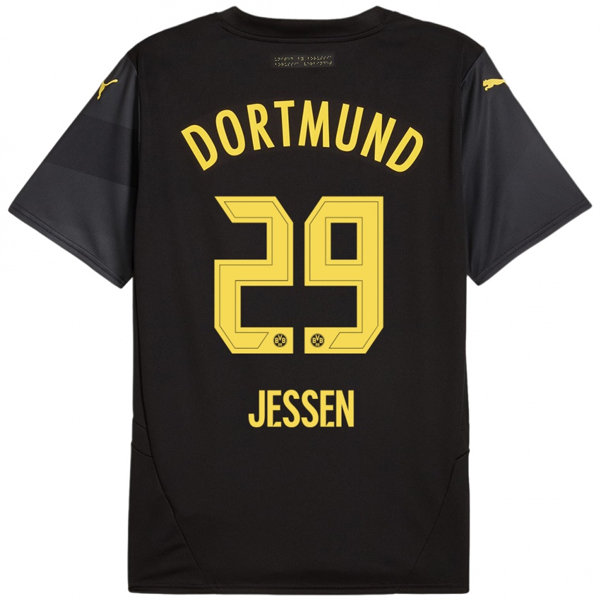 Enfant Maillot Niklas Jessen #29 Noir Jaune Tenues Extérieur 2024/25 T-Shirt Belgique