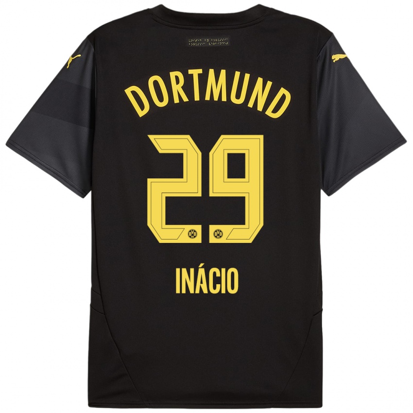 Enfant Maillot Samuele Inácio #29 Noir Jaune Tenues Extérieur 2024/25 T-Shirt Belgique