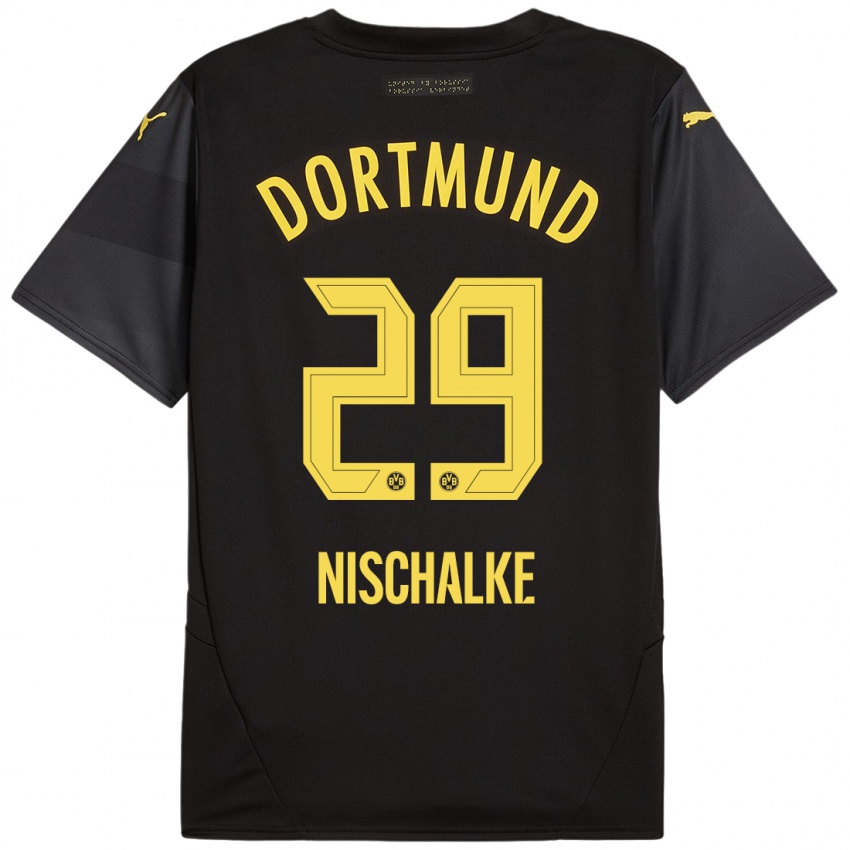 Enfant Maillot Jermain Nischalke #29 Noir Jaune Tenues Extérieur 2024/25 T-Shirt Belgique