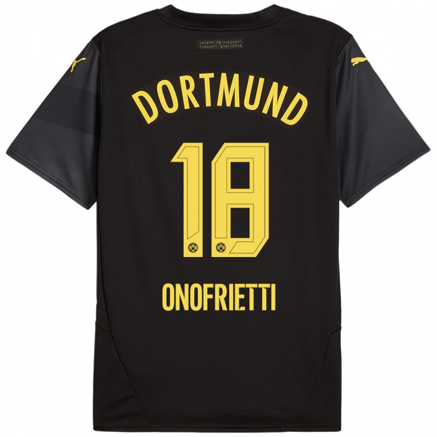 Enfant Maillot Vincenzo Onofrietti #18 Noir Jaune Tenues Extérieur 2024/25 T-Shirt Belgique