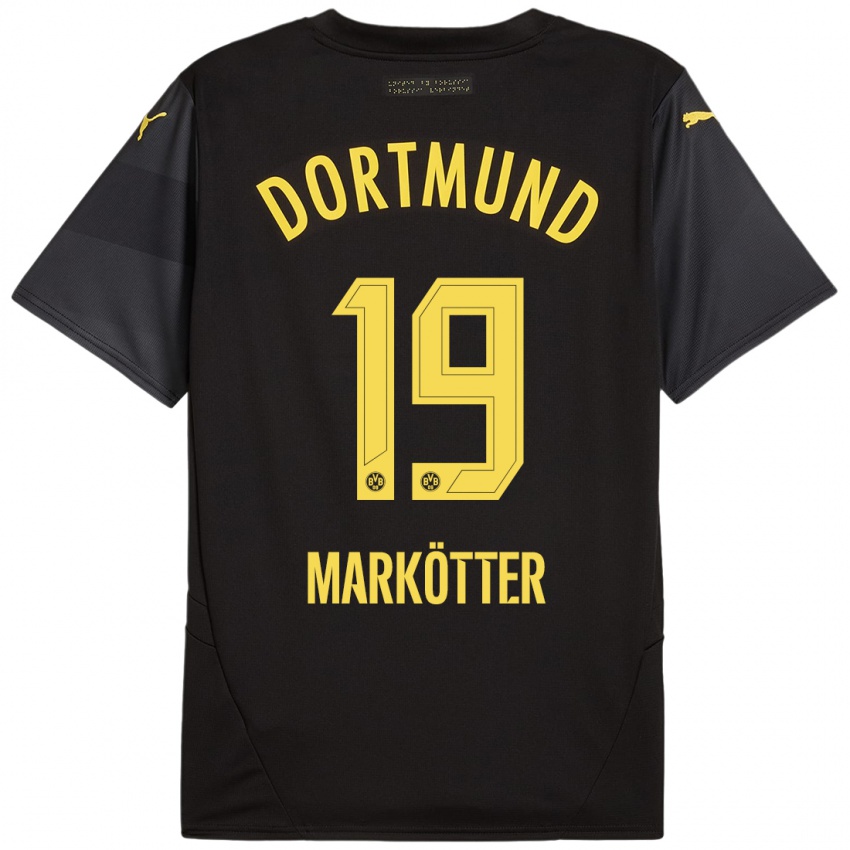 Enfant Maillot Jonah Markötter #19 Noir Jaune Tenues Extérieur 2024/25 T-Shirt Belgique