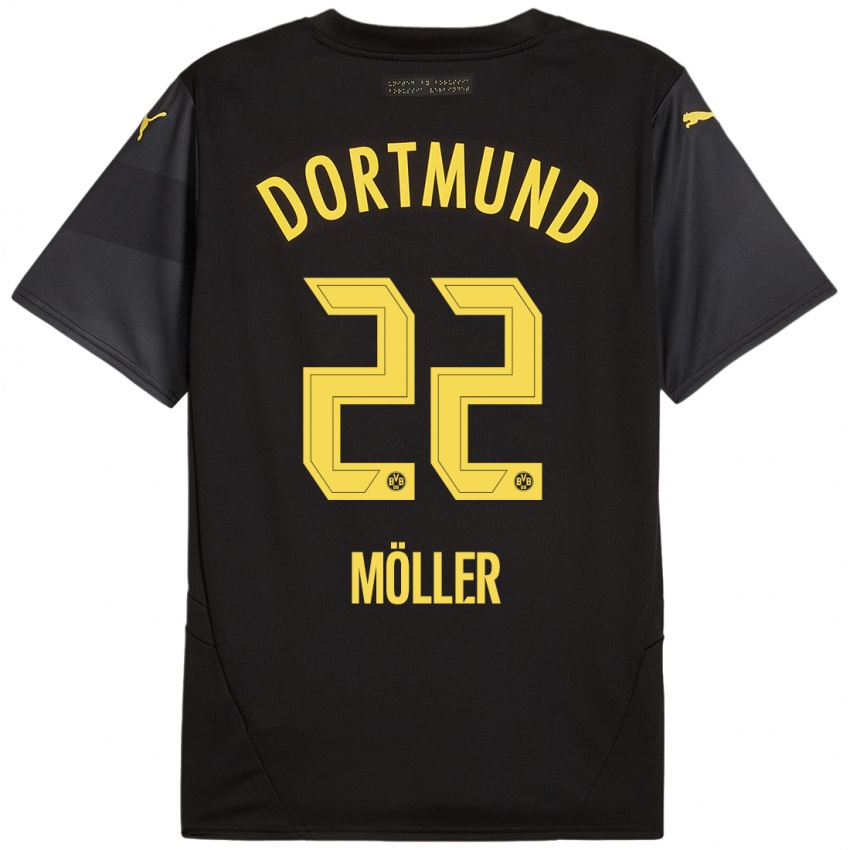 Enfant Maillot Paul Möller #22 Noir Jaune Tenues Extérieur 2024/25 T-Shirt Belgique