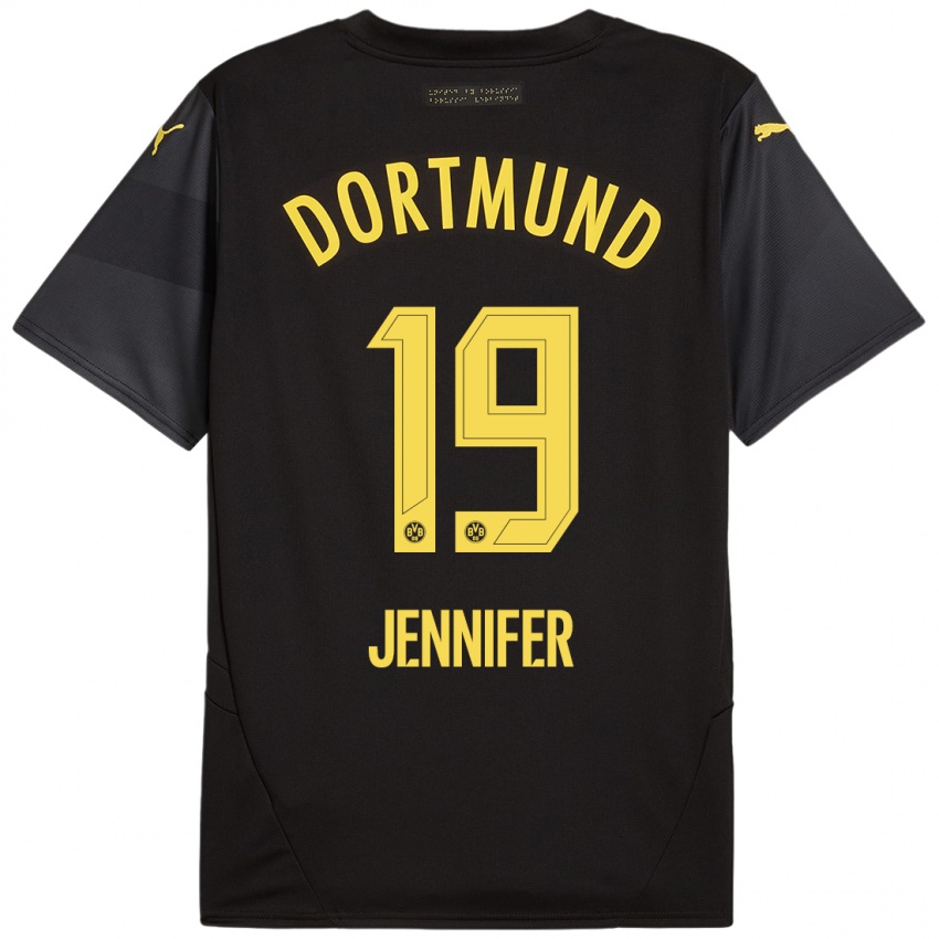 Enfant Maillot Gutierrez Bermejo Jennifer #19 Noir Jaune Tenues Extérieur 2024/25 T-Shirt Belgique