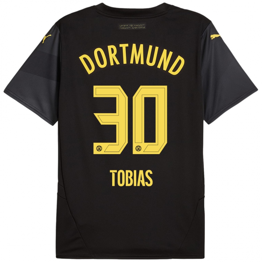 Enfant Maillot Vogt Tobias #30 Noir Jaune Tenues Extérieur 2024/25 T-Shirt Belgique