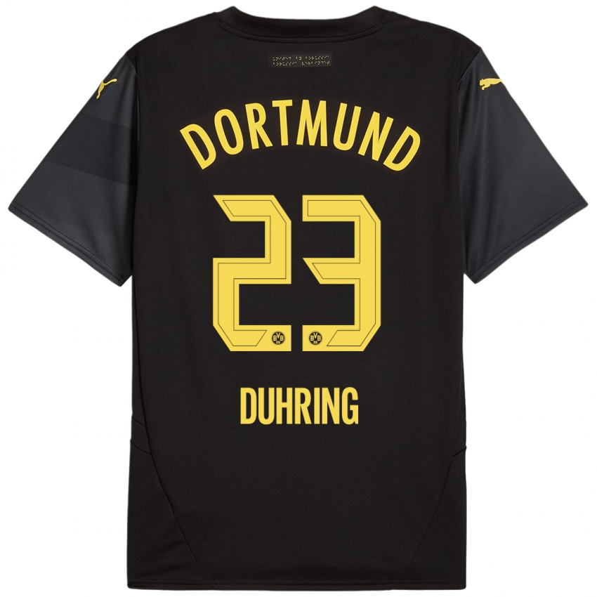 Enfant Maillot Marc Niclas Duhring #23 Noir Jaune Tenues Extérieur 2024/25 T-Shirt Belgique