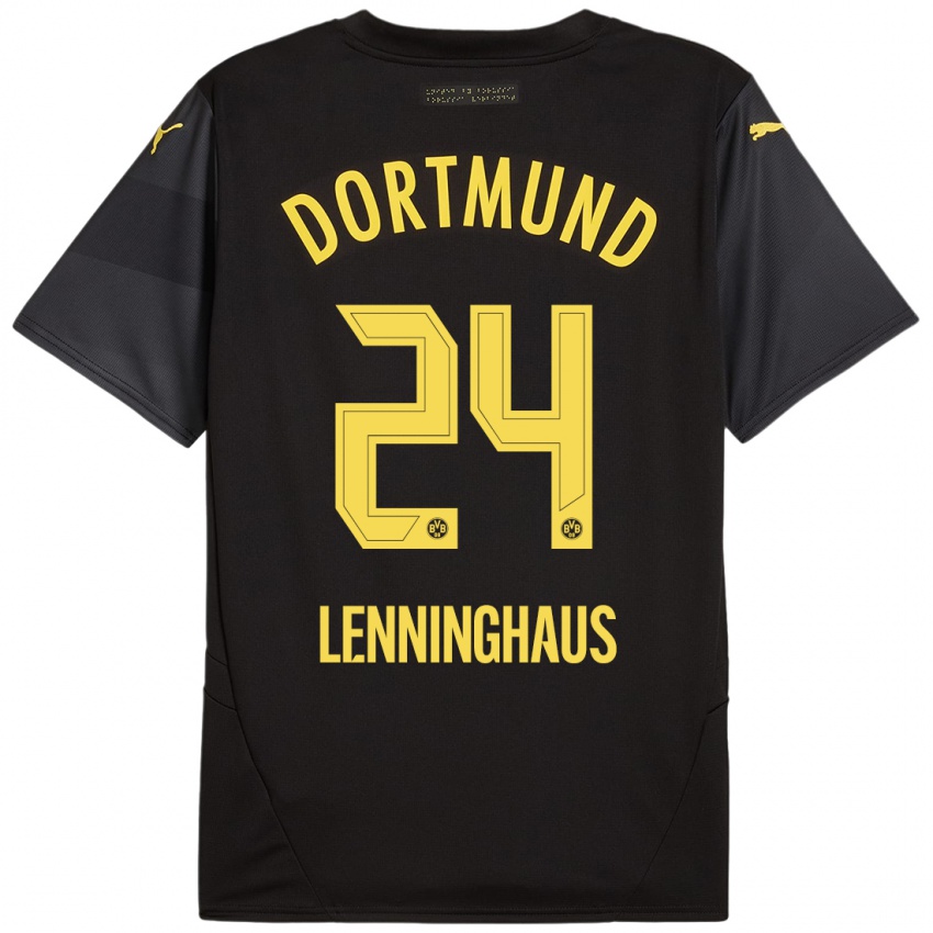 Kinderen Mika Lenninghaus #24 Zwart Geel Uitshirt Uittenue 2024/25 T-Shirt België