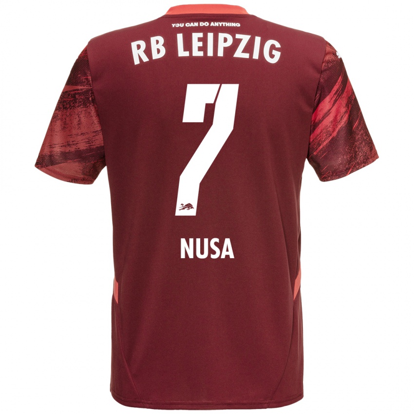 Enfant Maillot Antonio Nusa #7 Bordeaux Tenues Extérieur 2024/25 T-Shirt Belgique