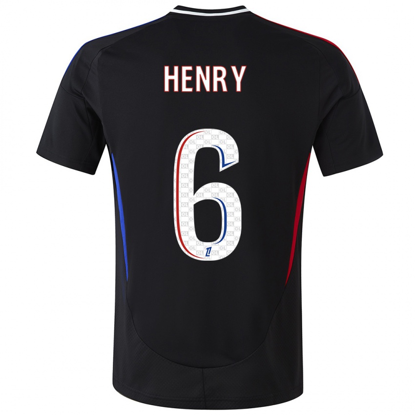 Enfant Maillot Amandine Henry #6 Noir Tenues Extérieur 2024/25 T-Shirt Belgique