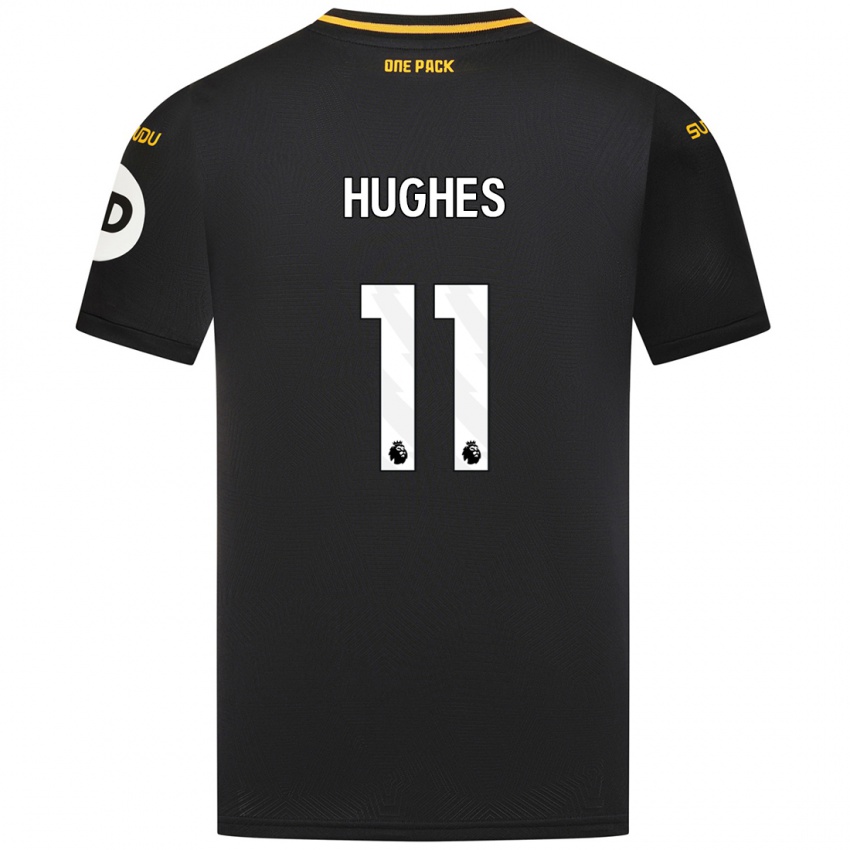 Enfant Maillot Amber Hughes #11 Noir Tenues Extérieur 2024/25 T-Shirt Belgique