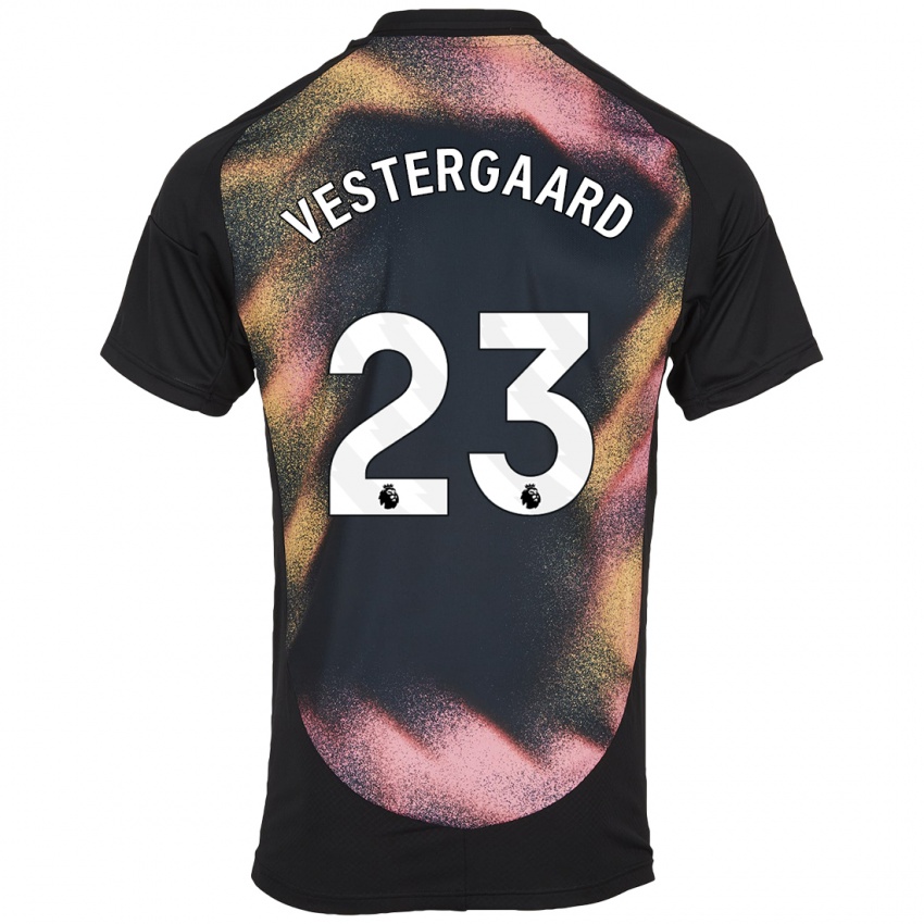 Kinderen Jannik Vestergaard #23 Zwart Wit Uitshirt Uittenue 2024/25 T-Shirt België