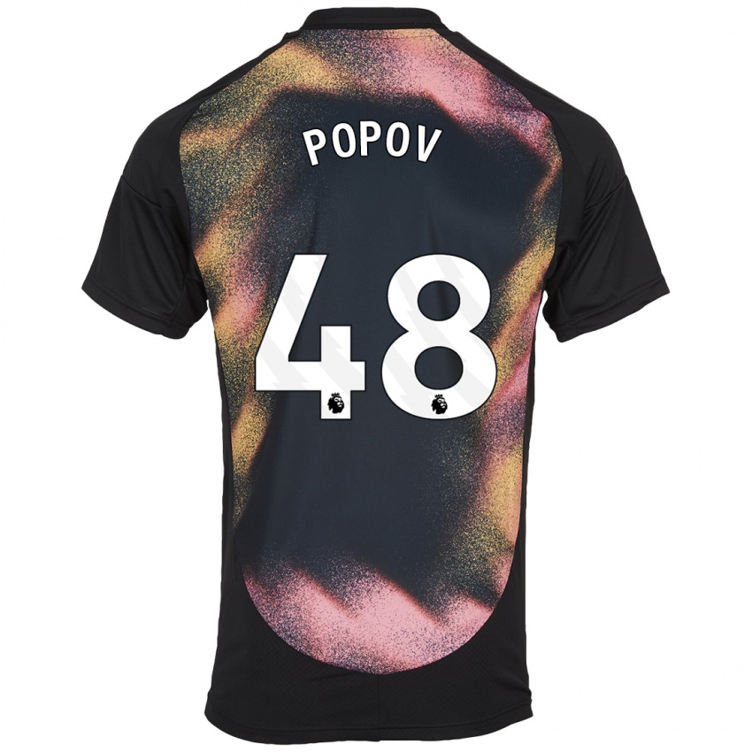 Enfant Maillot Chris Popov #48 Noir Blanc Tenues Extérieur 2024/25 T-Shirt Belgique