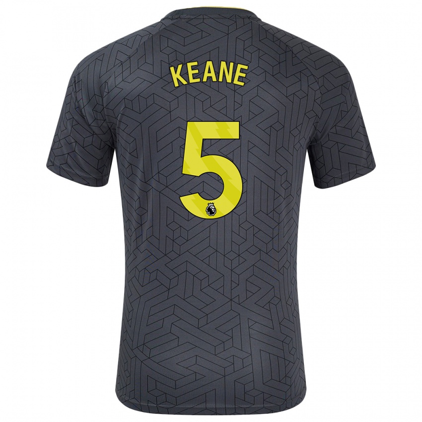 Kinder Michael Keane #5 Schwarz Gelb Auswärtstrikot Trikot 2024/25 T-Shirt Belgien