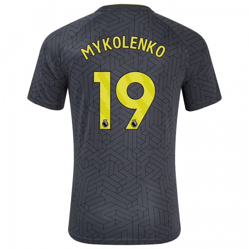 Kinder Vitaliy Mykolenko #19 Schwarz Gelb Auswärtstrikot Trikot 2024/25 T-Shirt Belgien