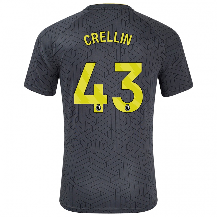 Kinderen Billy Crellin #43 Zwart Geel Uitshirt Uittenue 2024/25 T-Shirt België