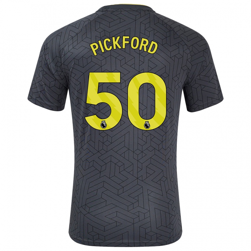 Kinderen George Pickford #50 Zwart Geel Uitshirt Uittenue 2024/25 T-Shirt België