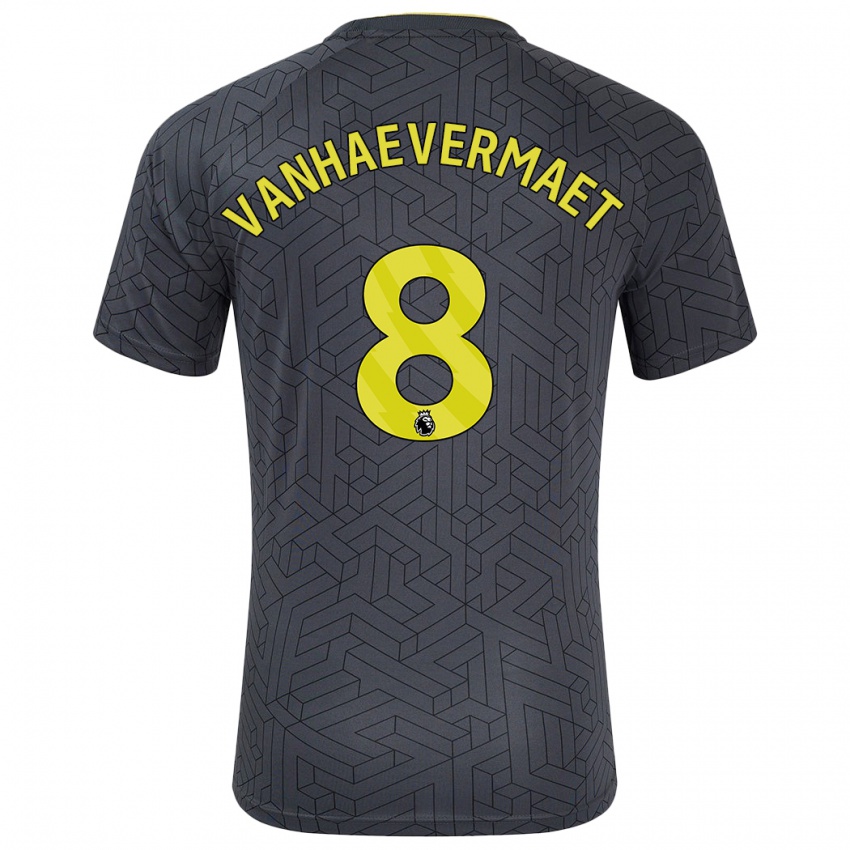 Kinderen Justine Vanhaevermaet #8 Zwart Geel Uitshirt Uittenue 2024/25 T-Shirt België