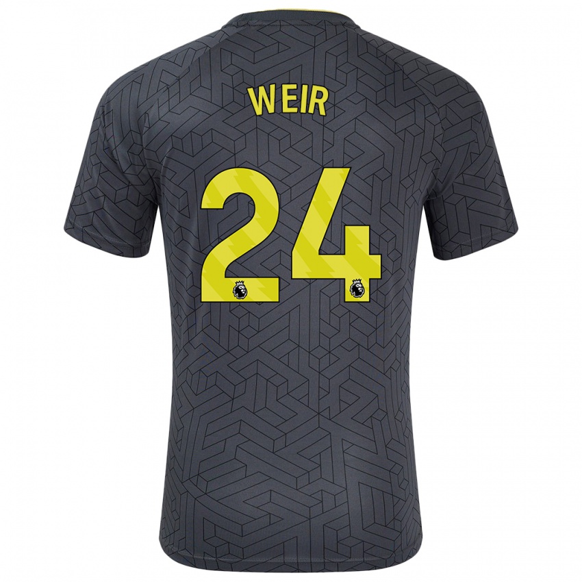 Kinder Kenzie Weir #24 Schwarz Gelb Auswärtstrikot Trikot 2024/25 T-Shirt Belgien