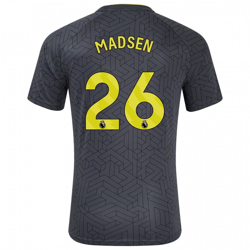 Kinder Rikke Madsen #26 Schwarz Gelb Auswärtstrikot Trikot 2024/25 T-Shirt Belgien