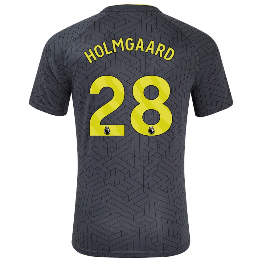 Kinder Karen Holmgaard #28 Schwarz Gelb Auswärtstrikot Trikot 2024/25 T-Shirt Belgien