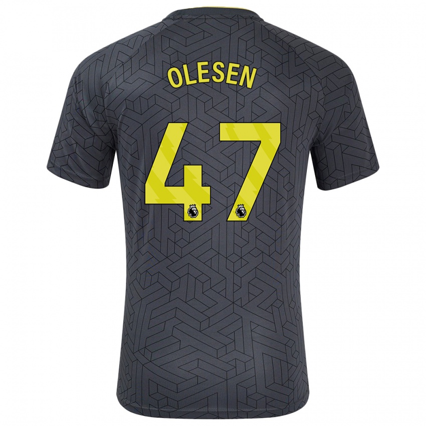 Kinder Karoline Olesen #47 Schwarz Gelb Auswärtstrikot Trikot 2024/25 T-Shirt Belgien